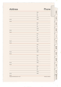 12 tab address book dividers